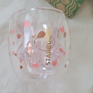 Starbucks Sakura Petals & Cat Paw Double Walled Glass Cup
